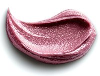 Pink metallic cream cosmetic texture smear isolated on white background, showing pearly shimmer and smooth consistency for makeup and beauty products.
