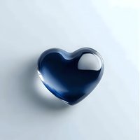 Glossy navy blue heart shape on light background with soft shadow and reflection, symbolizing love, romance and elegance. Suitable for valentines designs.