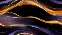 Magical flowing waves with golden glitter particles on dark background create mesmerizing abstract pattern. Luxury design elements for festive decoration.