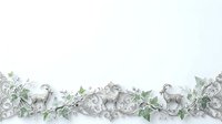 Ornamental border featuring decorative scrollwork with goats and botanical foliage elements. Isolated design suitable for invitations, stationery, and print projects.