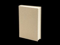 Blank hardcover book in beige kraft tone, isolated on transparent background, ready for mockups, stickers, print on demand, and t-shirt design use.