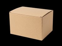 Closed brown cardboard shipping box isolated on transparent background, ready for T-shirt design, stickers, clipart, print on demand, and sublimation projects.