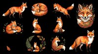 Watercolor red fox clipart set with multiple poses, isolated on transparent background. Great for stickers, t-shirt design, print on demand, and sublimation crafts.