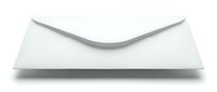 White blank envelope isolated on white background, ready for branding, mailing, and stationery design projects.
