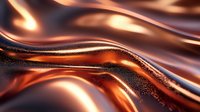 Luxurious copper metallic waves with shimmering texture and flowing curves create dynamic abstract background with light reflections and smooth gradients. Suitable for luxury designs.