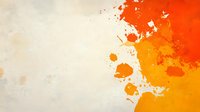 Orange and red watercolor splash on textured white paper background creates dynamic abstract composition with vibrant color transition and organic paint splatters.