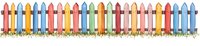 Colorful pencils arranged in a row, isolated on white background, ready for design use on educational materials, stationery designs, and creative projects.