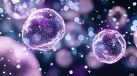 Glowing purple spheres with sparkly particles floating in dark space against blurred bokeh background create magical atmospheric effect for fantasy designs.