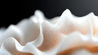 Elegant abstract white and beige wavy forms with soft textured surface create flowing curves against dark background, showcasing organic movement and gentle gradients.