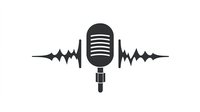Retro microphone silhouette with sound wave design on white background, isolated audio equipment icon for podcast, radio, and music studio branding.