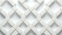 White geometric pattern with interwoven square elements creating dimensional depth. Modern abstract design for contemporary interiors and digital backgrounds.