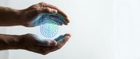 Hands protecting glowing brain icon symbolizing mental health care, psychology support, and cognitive wellness in healthcare and medical concepts.