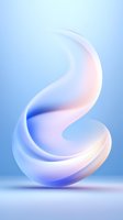 Smooth flowing abstract spiral shape in soft blue and pink gradient colors against light blue background, creating elegant minimalist composition for modern design projects.