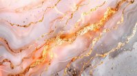 Abstract marble texture with flowing pink coral and gold veins creating elegant waves. Luxury stone pattern for backgrounds, wedding invitations, branding.