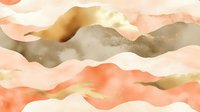 Soft watercolor waves in warm earth tones of peach, gold, and sage create an abstract flowing landscape. Suitable for backgrounds, wall art, and design projects.