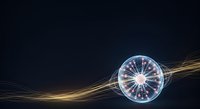 Glowing plasma ball with golden energy waves flowing across dark background, representing power, technology, and futuristic concepts for design projects.