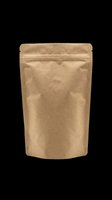 Kraft paper stand-up pouch with zipper closure, isolated on transparent background. Ready for mockup, packaging design, print on demand, and branding projects.