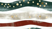 Abstract wavy pattern in green, white and burgundy with golden dots scattered across textured watercolor stripes creating elegant festive winter holiday design.