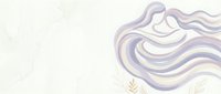 Abstract flowing purple and pink waves on cream background with delicate botanical elements for modern design projects and branding materials.