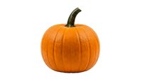 Fresh orange pumpkin with dark green stem isolated on white background, ready for autumn, fall, and Halloween design projects, clipart, and seasonal marketing materials.