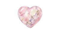 Pink heart-shaped crystal with watercolor floral elements isolated on white background, suitable for Valentine's Day designs, greeting cards, and romantic digital projects.