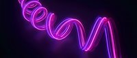 Glowing neon wavy lines in vibrant magenta and purple tones against dark background, suitable for modern design projects and digital artwork.