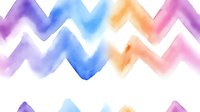 Colorful watercolor zigzag wave pattern in purple, blue, orange and pink tones on white background. Seamless design for wallpaper, textiles and decorative projects.
