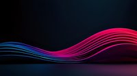 Glowing neon pink and blue wavy lines creating dynamic motion effect against dark background, abstract modern design for technology and digital concepts.