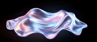 Luminous flowing abstract shape with holographic effect in pink and blue colors glowing against dark background, modern futuristic design element.