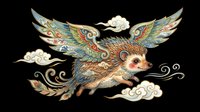 Ornate flying creature with intricate patterned wings and decorative details, isolated on transparent background. Ready for t-shirt design, clipart, stickers, sublimation, and print-on-demand projects.