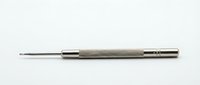 Professional metal awl tool with textured grip handle isolated on white background for crafting leatherwork and precision hole punching applications.