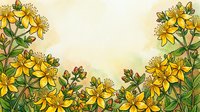 Yellow wildflowers botanical frame with green leaves on cream background for spring summer designs and natural decorative borders.