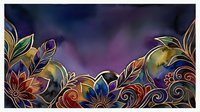 Ornate floral border with gold accents and swirling patterns on dark blue and purple gradient background, suitable for invitations, cards, and design templates.