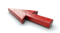 Red textured arrow pointing right with weathered surface isolated on white background for business presentations and directional graphics.