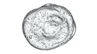 Transparent gel or serum droplet with bubbles and liquid texture, isolated on white background for skincare, cosmetics, and beauty product design applications.