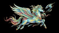 Ornate mythical winged horse with flowing mane and tail, isolated on transparent background. Ready for t-shirt design, clipart, stickers, sublimation and print-on-demand products.