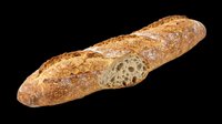 Rustic French baguette with golden crust isolated on transparent background, ready for bakery menus, stickers, t-shirt designs, clipart, and print on demand use.
