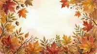 Autumn leaves frame a cream background with fall foliage in warm tones of red, orange, and gold, ideal for seasonal designs and autumn-themed projects.