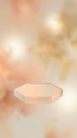 Hexagonal podium platform on soft peach coral gradient background for product display presentation showcase minimalist geometric stage design.