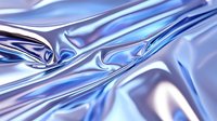 Smooth metallic blue fabric with flowing waves and folds creating dynamic light reflections and shiny satin texture for luxury background designs.