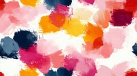 Abstract brushstroke pattern in vibrant pink, orange, yellow and navy blue colors on white background, artistic watercolor texture with expressive paint marks.