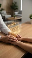 Business professional hands with glowing uncertainty tolerance model hologram representing adaptability and resilience in modern workplace strategy.