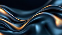 Elegant flowing waves in metallic blue and gold colors create dynamic abstract background with smooth glossy texture and luxurious shimmering effect.