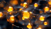 Glowing orange fairy lights with water droplets creating magical bokeh effect against dark background, close-up macro photography for festive decoration.