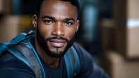 Young African American man with beard in casual hoodie looking confidently at camera with warm expression and professional lighting for lifestyle content.