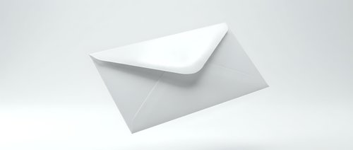 Closed white envelope isolated on light background, ready for mail, correspondence, and business communication design projects.