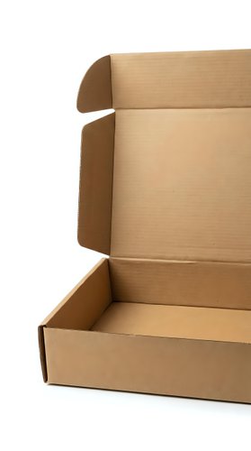 Brown corrugated cardboard shipping boxes stacked and opened on white background, isolated for packaging and delivery design projects.