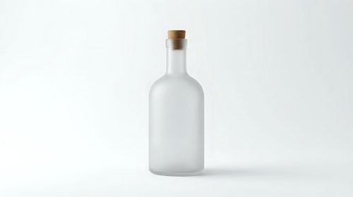 Clear glass bottle with cork stopper isolated on white background for product mockup and packaging design projects.