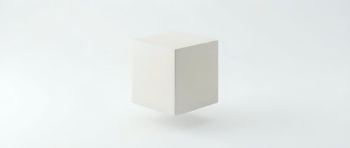 Minimalist white cube floating on clean background with soft shadow, modern geometric shape for contemporary design projects and presentations.
