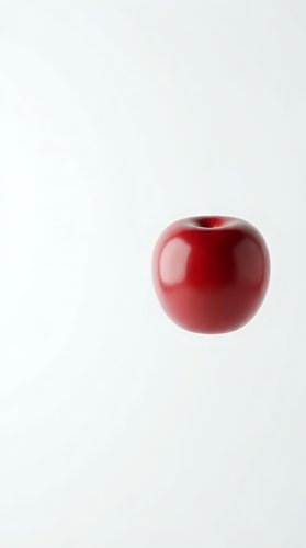 Single red cherry fruit isolated on white background for healthy eating and nutrition concepts.